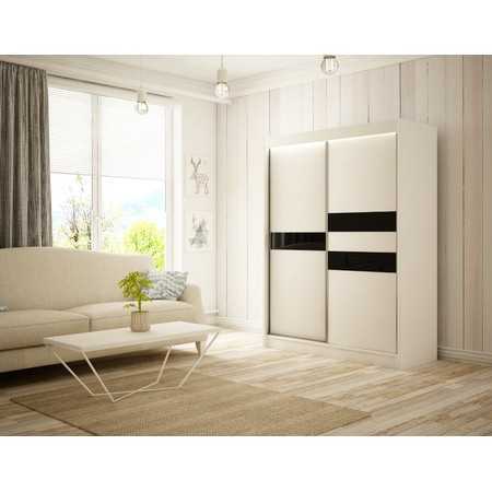 Arrow Gardróbszekrény - 150 cm Fehér matt Fekete Furniture