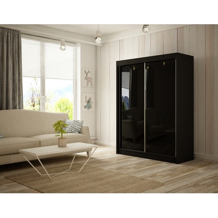 Peak Gardróbszekrény - 150 cm Fekete Fekete / matt Furniture