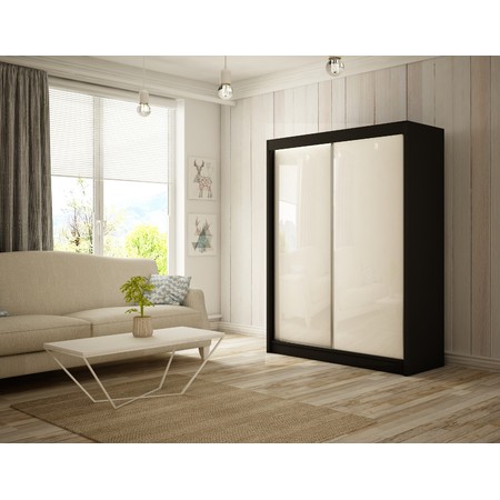 Peak Gardróbszekrény - 150 cm Fehér Fekete / matt Furniture