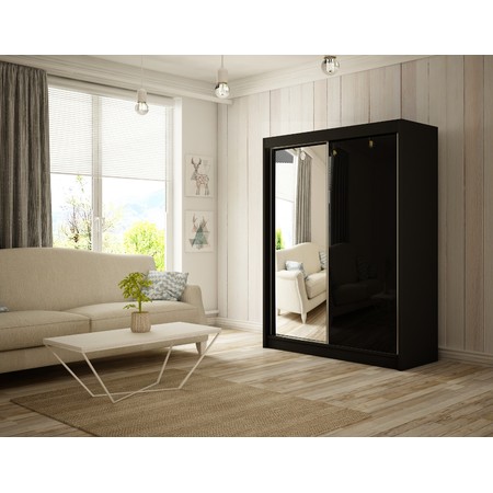 Velis Gardróbszekrény - 200 cm Fekete Fekete / matt Furniture