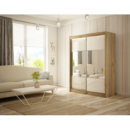 Rico szekrény - 120 cm Fehér Kézműves tölgy Furniture