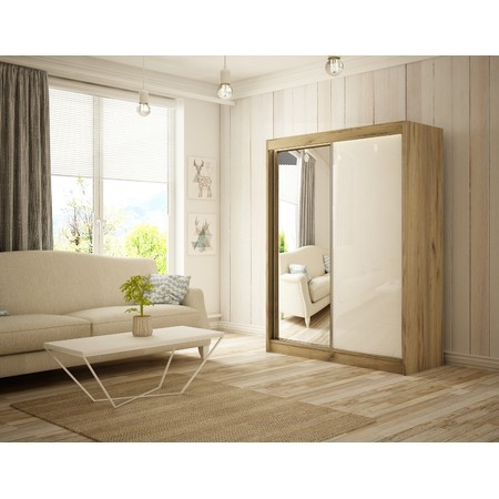 Velis Gardróbszekrény - 150 cm Fehér Kézműves tölgy Furniture