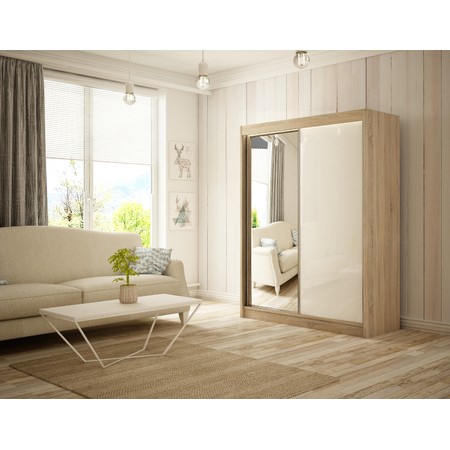 Velis Gardróbszekrény - 200 cm Fehér Sonoma tölgy Furniture