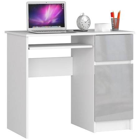 PIKSEL Számítógép asztal (fehér/fényes metál