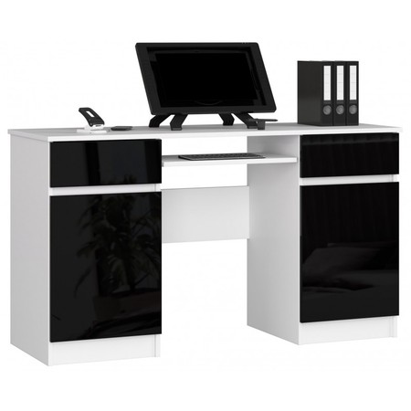A5 Számítógép asztal (fehér/fényes fekete) Akord