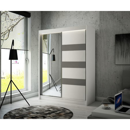Kvalitní Šatní Skříň Lotse 250 cm Vanilka Černý Mat-Bílý Mat Furniture