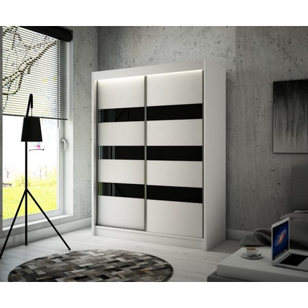 Kvalitní Šatní Skříň Solit 250 cm Černý Mat/ Bílý Mat Furniture