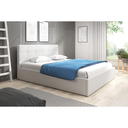 Čalouněná postel LAURA rozměr 180x200 cm Bílá eko-kůže TT-FURNITURE
