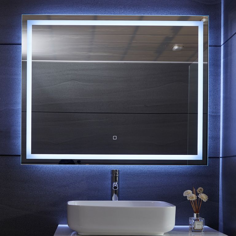 AQUAMARIN Fürdőszobatükör LED világítás 100 x 80 cm Aquamarin