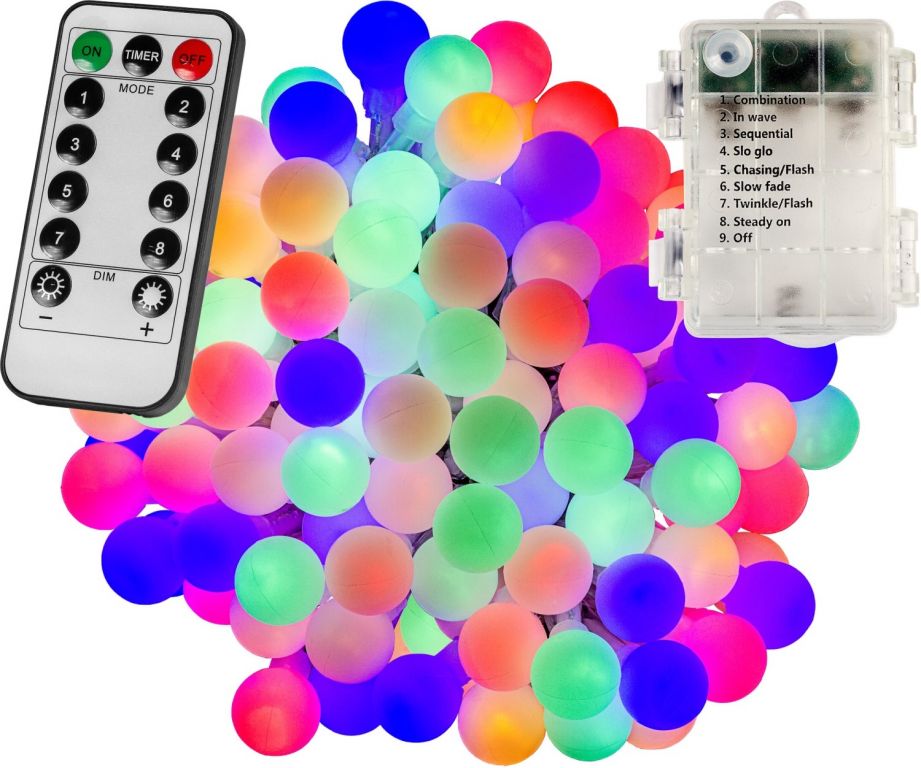 VOLTRONIC® Világítás 10 m 100 LED színes 3 AA + vezérlő VOLTRONIC®