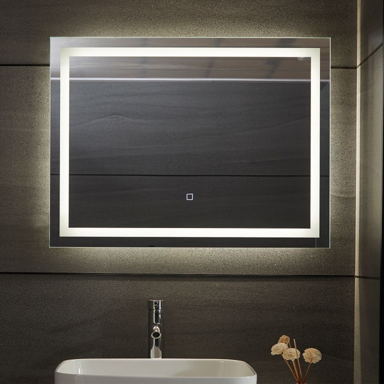 AQUAMARIN Fürdőszobatükör LED világítás 80 x 60 cm 28 W Aquamarin