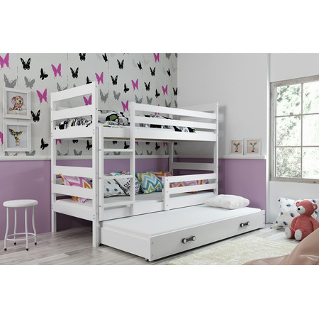 Gyerek emeletes ágy kihúzható ággyal ERYK 200x90 cm Rózsaszín Fehér BMS